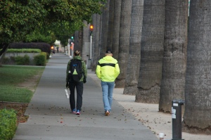 Coach and I walking to the start of the Sactown 10-mile.  It's always fun to celebrate a good race with a few days off!